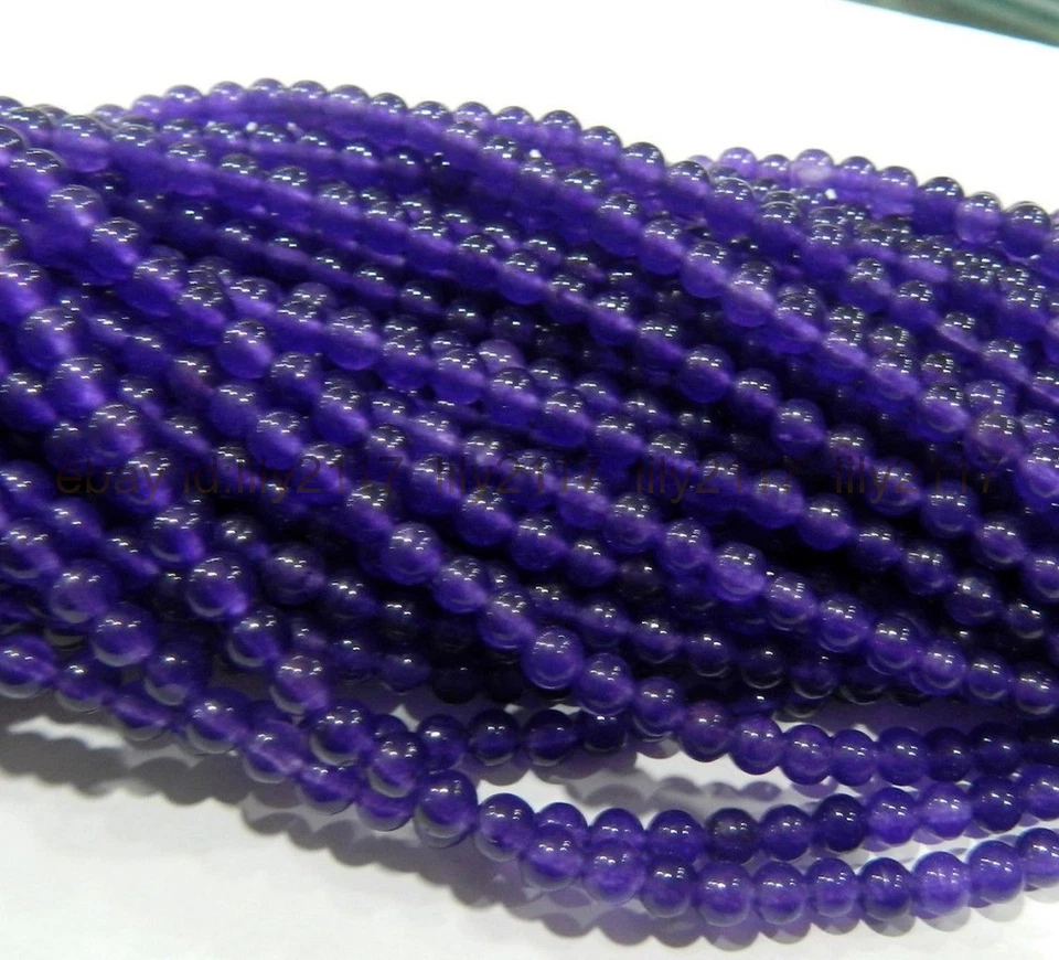 Venta al por mayor 5 hebras 4 mm piedras preciosas amatista rusa cuentas sueltas redondas 15" AAA Foto 4 de 4