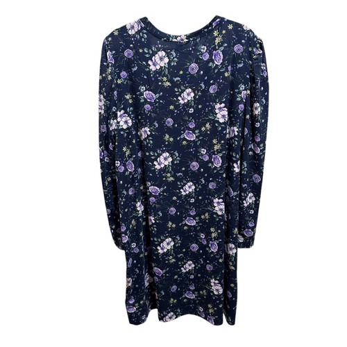 Lularoe AVA Women’s Size 2XL Blue Floral V-neck Mutton Long Sleeve Dress NWT NEW - Picture 5 of 10