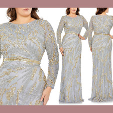 NWT Mac Duggal [ 18W ] 5358 Long Sleeve High Neckline Embellished Gown J1347