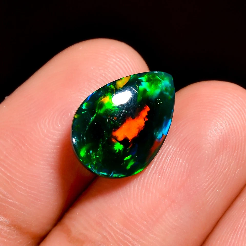 Черный опал кабошон 3,50 карата потрясающая игра цвета! Идеально подходит для ювелирных изделий - Изображение 2 из 4