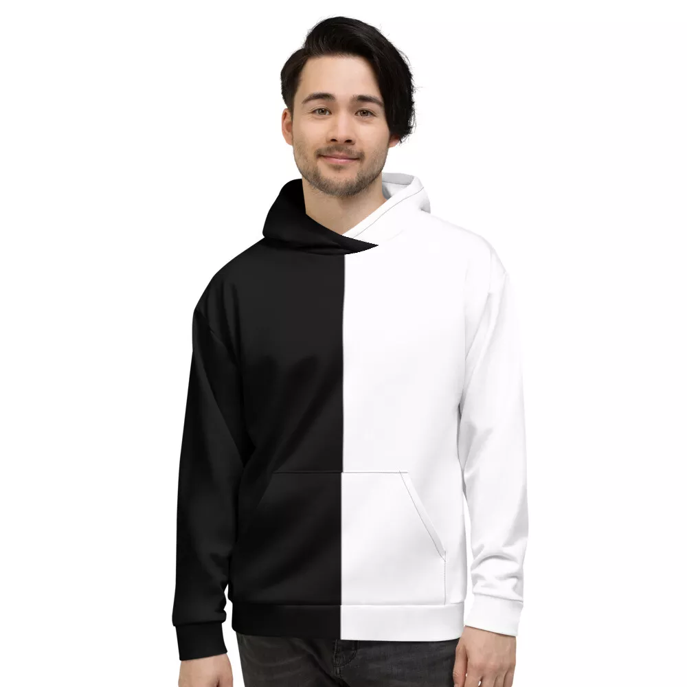 Hoodie half black half clearance white