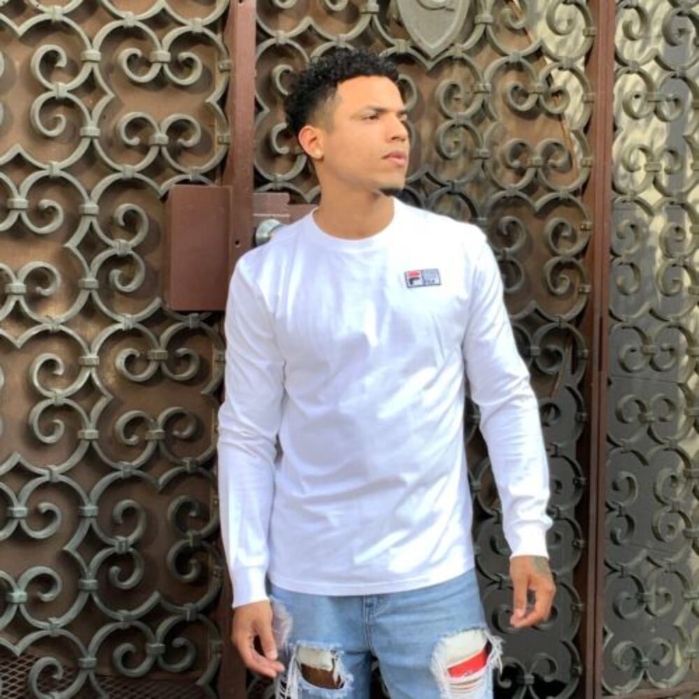 T shirt uomo Fila bianca moda marina manica lunga nuova con etichetta