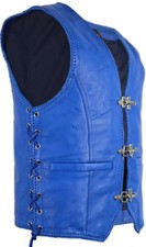 Blaue Lederweste Bikerweste Motorrad Kutte Bi...