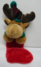 Vintage Christmas Mini Stocking 3D Moose Plush Stuffed Music Works 11"