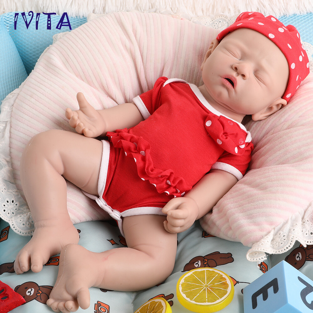 17'' Eyes Closed Slicone Reborn Baby Sleeping Girl Silicone Doll