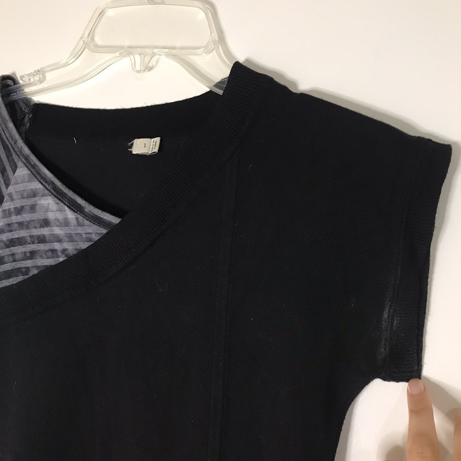 Karen Millen Black Asymmetrical Knit Dress Zipper… - image 3