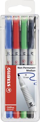 Stabilo  853/4 Folienschreiber OHPen universal Medium, wasserlöslich, 4er Etui