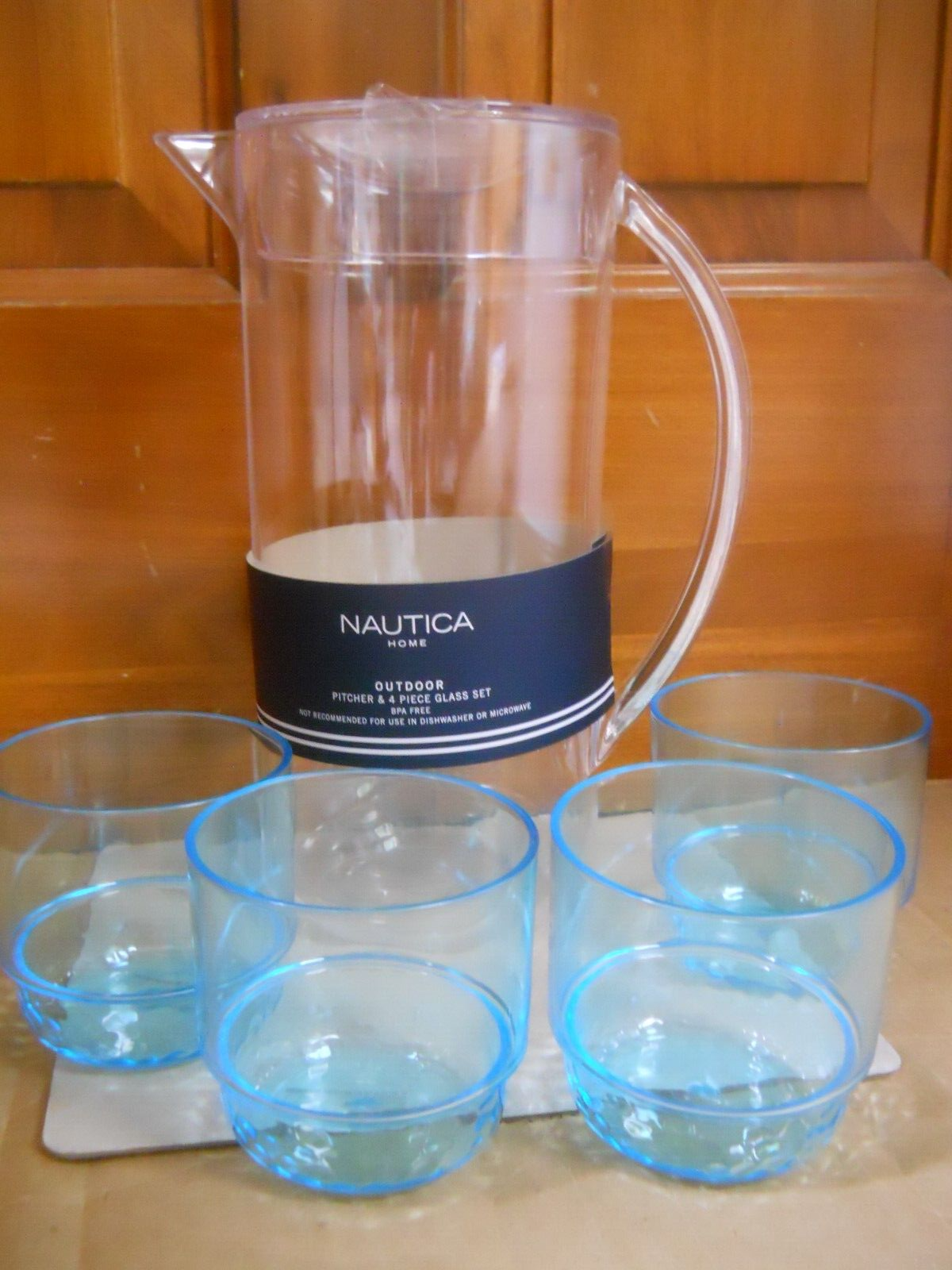 Outdoor Pitcher New Nautica Home Outdoor Pitcher & 4 Piece Glass Set | eBay