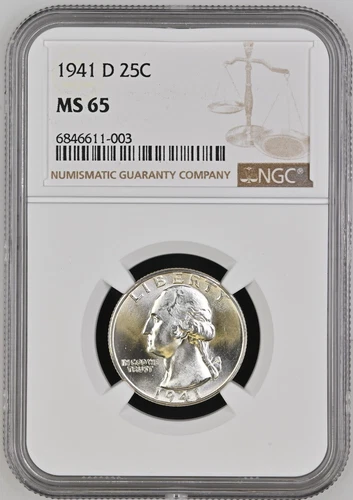 1941-D - Washington Quarter - NGC MS65 - BLAST WHITE LUSTROUS SUPERB GEM!