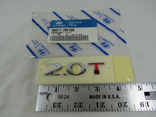 10-14 HYUNDAI GENESIS 2.0T EMBLEM REAR TRUNK RED/CHROME BADGE SYMBOL GENUINE OEM - Picture 2 of 3