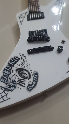 Miniature Guitar Metallica James Hetfield White #ND - Video 1 of 1