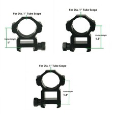 1 Inch Scope Rings Set High Mid Low Profile Picatinny / Weaver Mount Pair