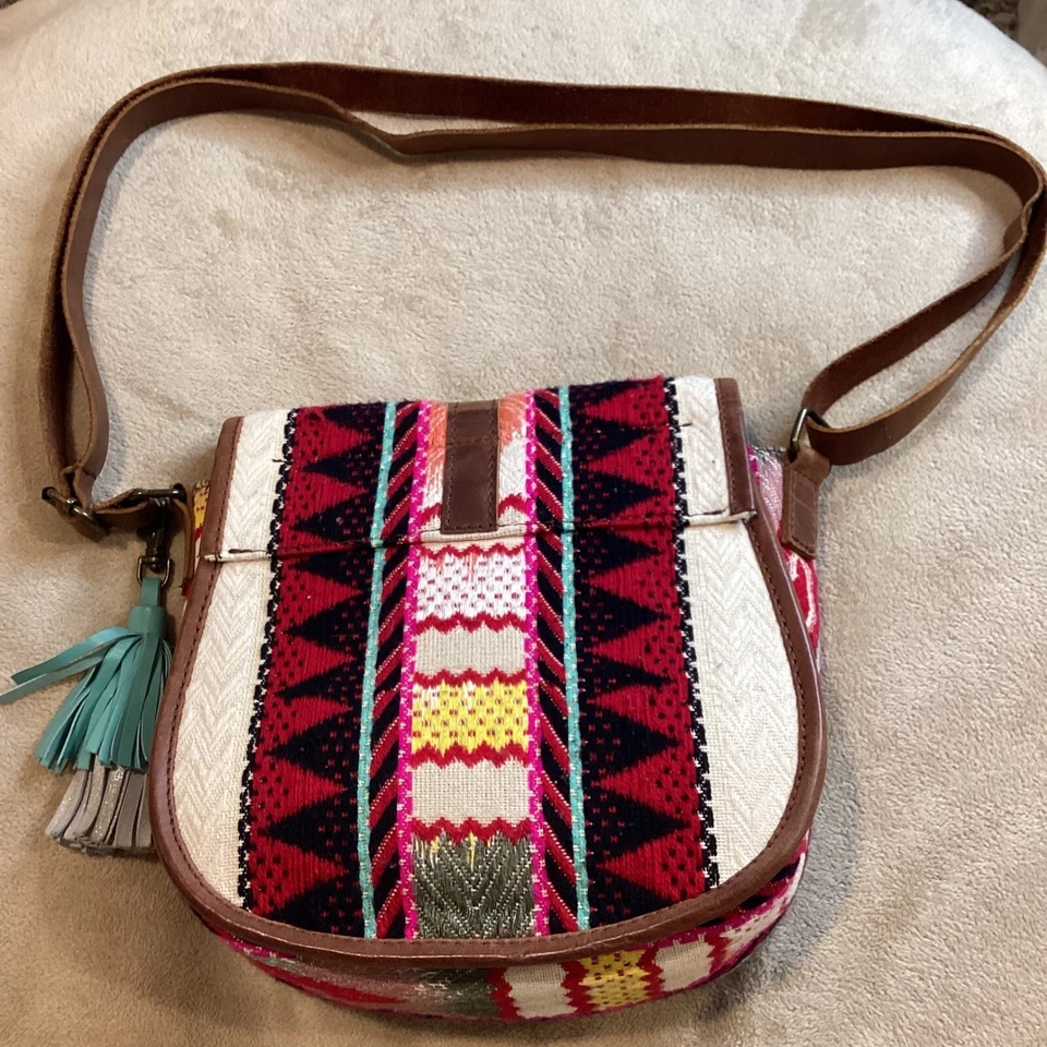 Bolso Bandolera Occidental Azteca Geométrico Colorido Colección Día Mediodía Foto 4 de 4