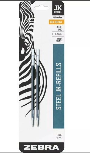 Zebra Steel JK Pen Ink Refill, Pack of 2, 0.7mm, Blue - Picture 2 of 2