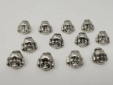 12 pcs Buddha Head Silver Molded Plastic Craft Sewing Shank Buttons 16mm VTG