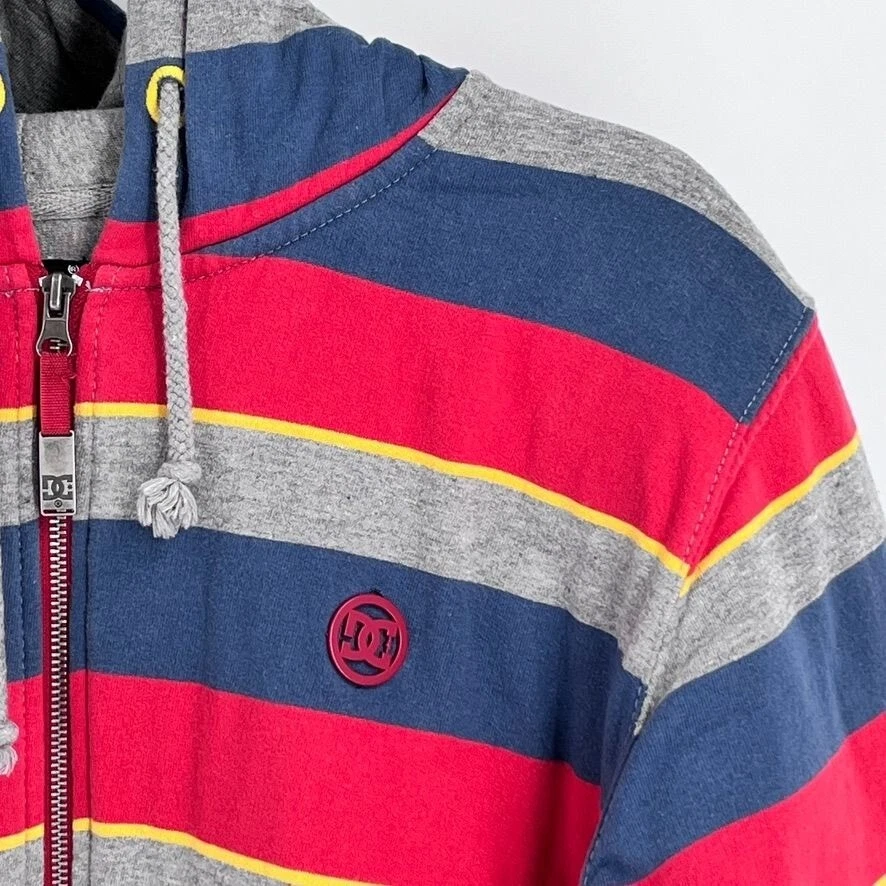 DC Shoes Full ZIp Hoodie Size S Red, Blue, Gray, Fully Lined Skater Pockets - Image 3 of 4