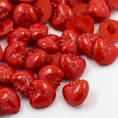 12 Knöpfe Kunststoff Stegknopf Eis Kirsche Hut AnanasPilz Apfel HerzKinderknöpfe - Bild 9 von 14