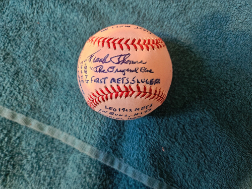 Original NY Met Frank Thomas signierter Baseball & Scareface Ziegel