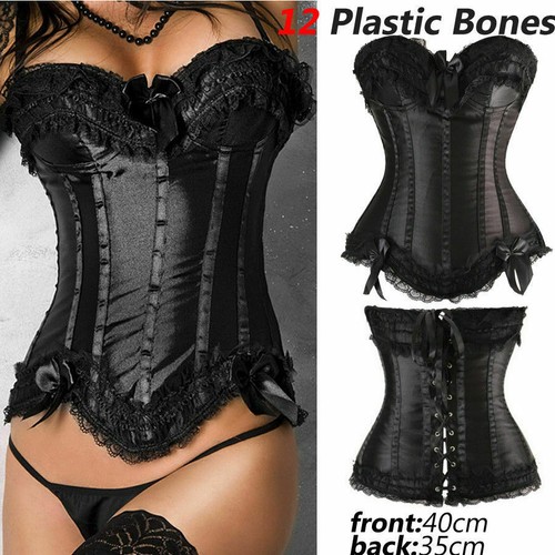 Women Gothic Steampunk Waist Trainer Corset Bustier Lace up Party Costume Dress - Picture 6 of 28