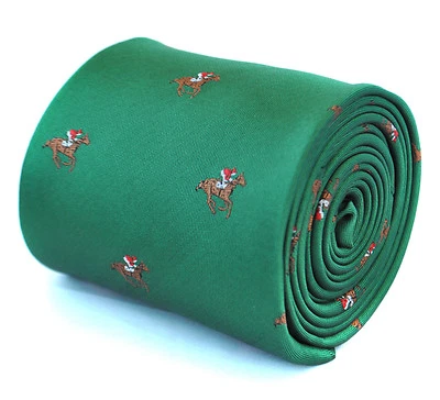 Frederick Thomas Designer Mens Tie Emerald Green Horse Racing Ascot Cheltenham