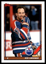 1991-92 Topps #146 Ken Linseman Edmonton Oilers Hockey Card