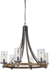 Feiss F3134/6DWK/SGM Angelo Glass Chandelier Lighting with Shades, Iron, 6-Light