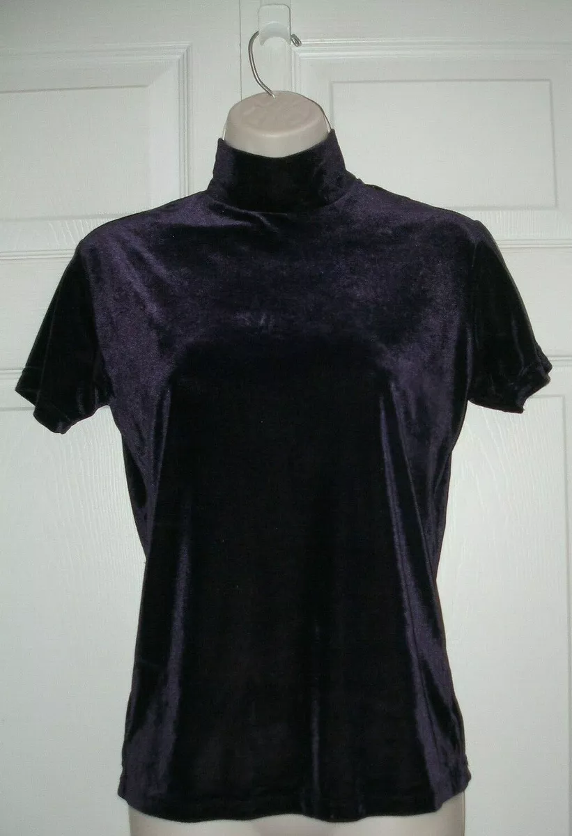 Black velvet top mock turtleneck