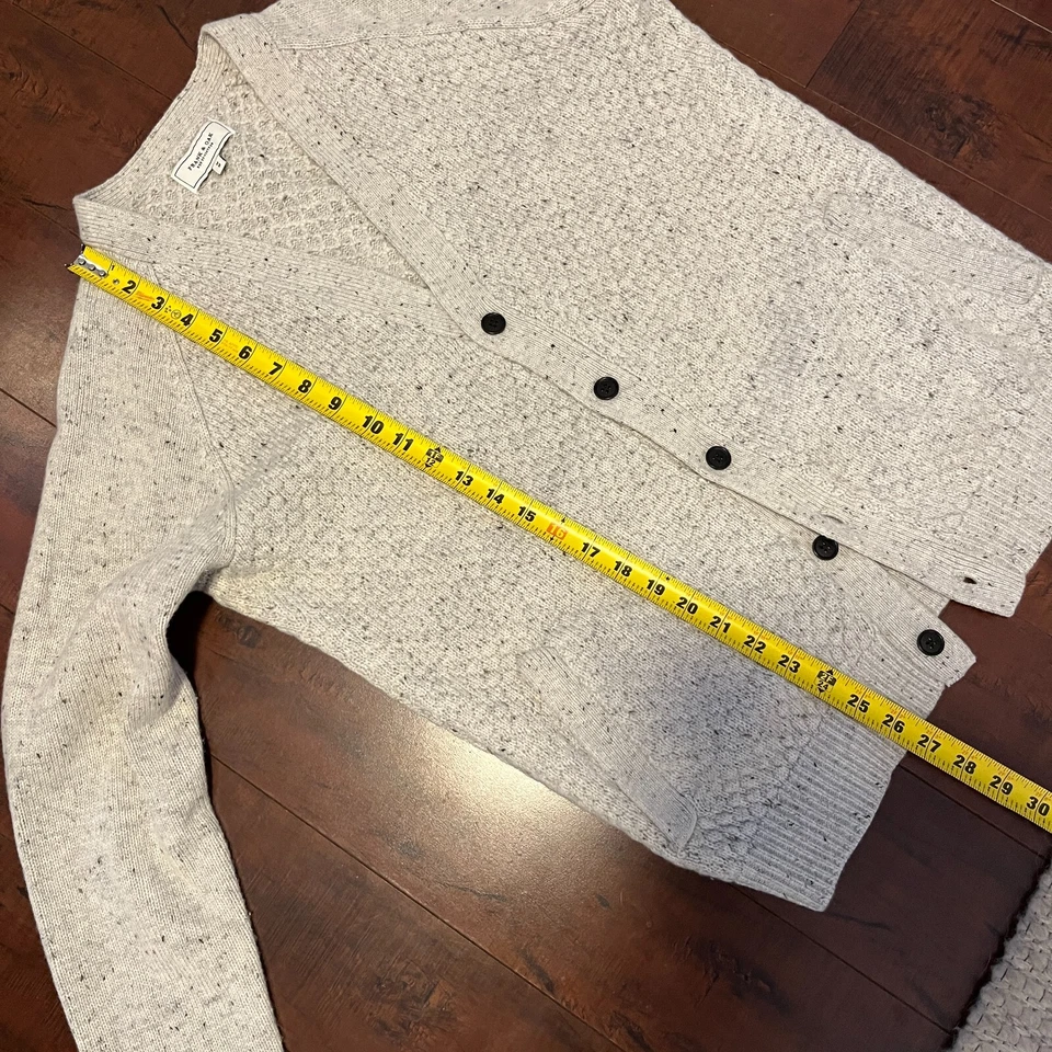 Cárdigan suéter Frank & Oak punto gofre cuello en V blanco roto gris mediano para hombre Foto 4 de 4