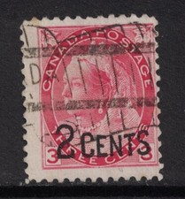 Canada: Scott 88- Used- 2c Surcharge on 3c Queen Victoria 