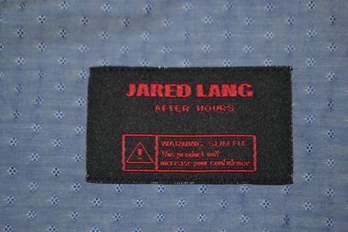 Jared Lang Men Light Blue Geometric Long Sleeve Dress Shirt Size L - Picture 9 of 12
