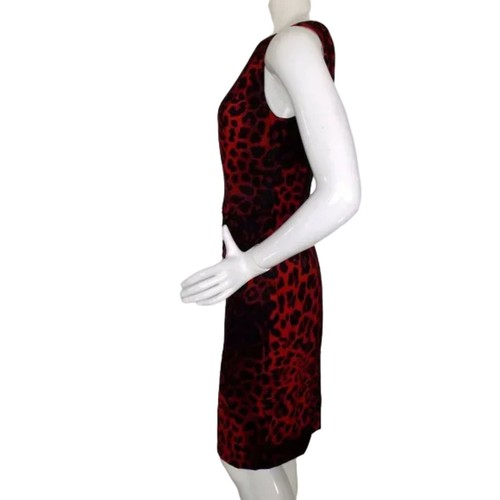 CACHE Dress, 4, Red Leopard, Sheath, Tiered Hip, Sleeveless, Knee length - Picture 7 of 14