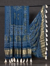 Gaji Silk Printed Dupatta Soft Lightweight Festive Tassel Stole 2.5M