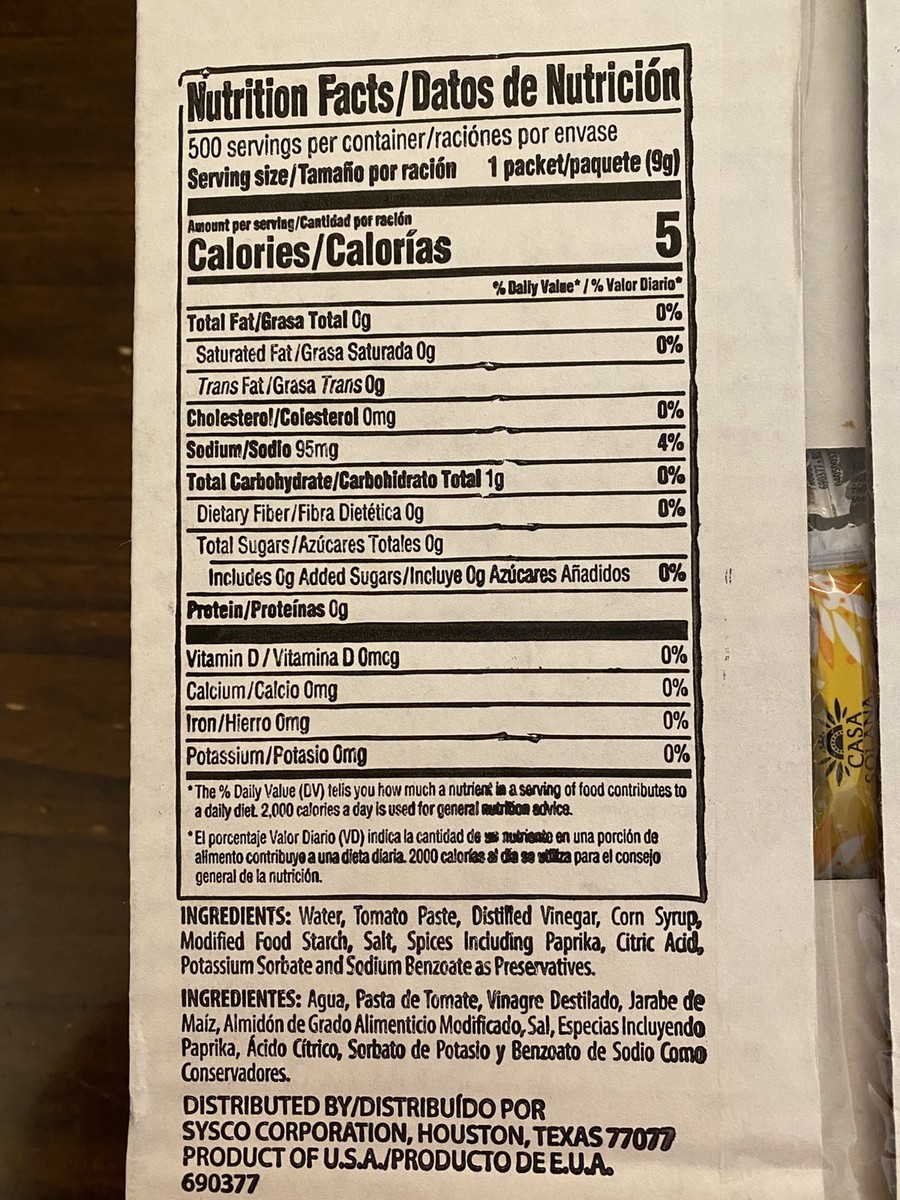 Grab N Go Casa Solana Classic Taco Sauce Packets (500 Packets)~MFG DATE  11/2025+ | eBay