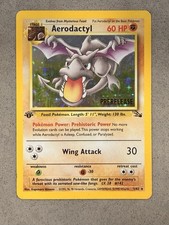 Pokémon TCG Aerodactyl 1st Edition Fossil Holo Rare 1/62 60 HP 1999