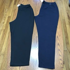 NWT, Lot of 2, Women With Control, Black, and  Navy Knit Pull On Pants, Size XL