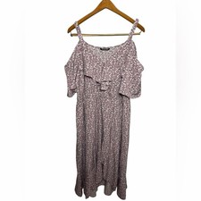 Bloomchic Purple Floral Cold Shoulder Dress Size 18/20