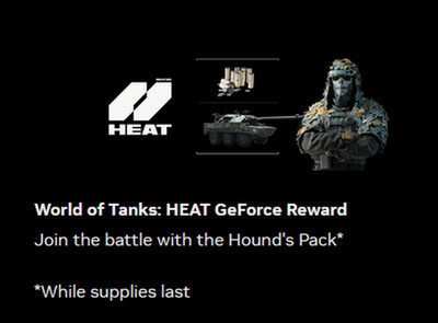 World of Tanks: HEAT Nvidia GeForce Rewards Hound's Pack GLOBAL CODE