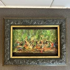 SS Vintage Michel Rostand Original Oil Signed 20th Century 15.5 X 7.5cm