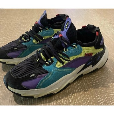 Fila Ray Tracer Evo 2 Ludi Mens Shoes 11.5 Black Yellow Purple Sneakers Lace Up