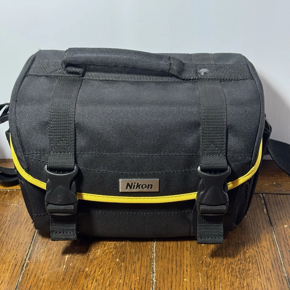 NIKON черный желтый линия с подкладкой DSLR камеры чехол/гаджет сумка для переноски наплечная сумка - Изображение 3 из 4