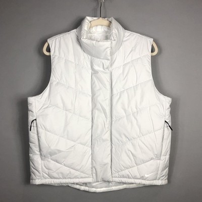 Nike Therma Fit Repel Reversible Puffer Vest M White Gray Zip Snap Performance