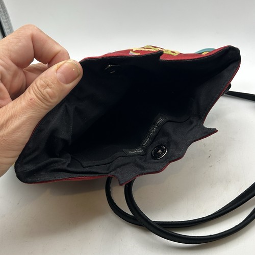 J Peterman Oovoo Purse Red Black Ornate Handbag Ornamental asian - Picture 9 of 15