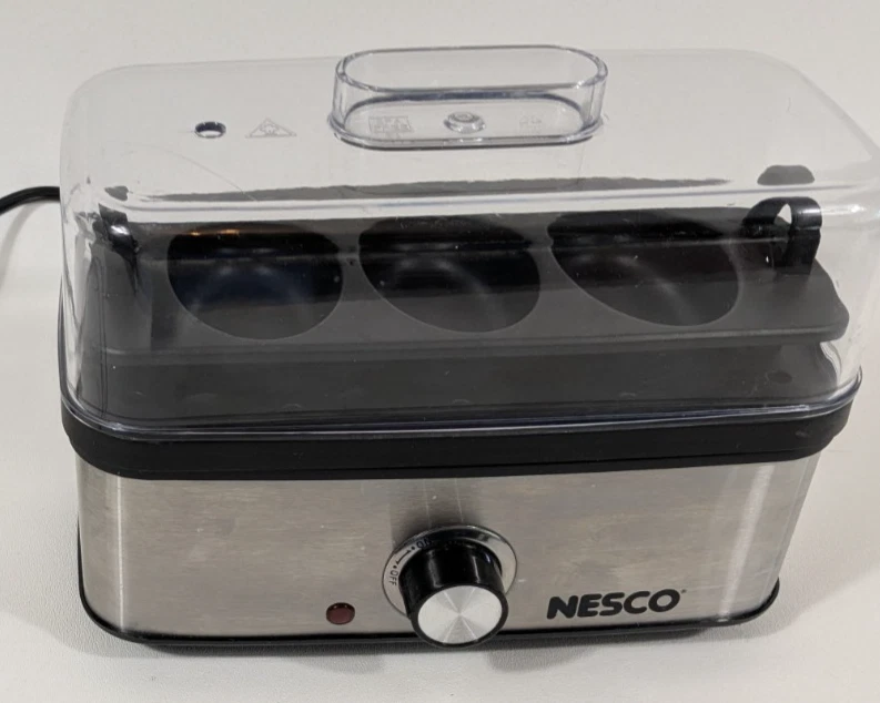 EC-10 Nesco Home Egg Cooker Stainless Steel Black Metal Ware Corp Breakfast