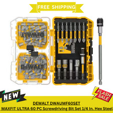 New DeWalt DWAUMF60SET MAXFIT ULTRA 60 PC Screwdriving Bit Set 1/4 In. Hex Steel