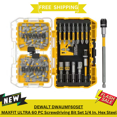 New DeWalt DWAUMF60SET MAXFIT ULTRA 60 PC Screwdriving Bit Set 1/4 In. Hex Steel