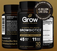 Grow Vitamin  PRO-45 Probiotics 45B CFU, 11 Strains, Prebiotics, 30 Veggie Caps