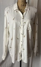 Rails Charli Safari Linen Button Front Shirt Giraffe Print Women’s Sz Large