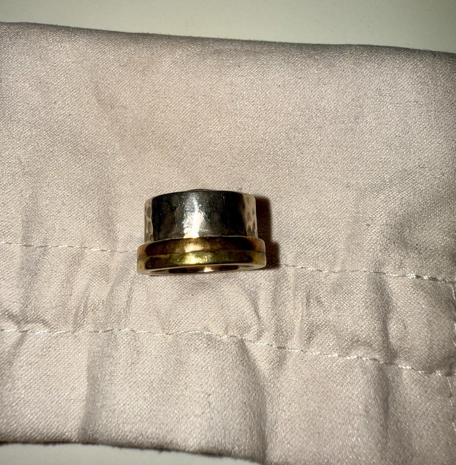 Anillo SILPADA Plata Esterlina Talla 8 Mujer Citrino Artesano Tri Tono Cobre Ancho Foto 3 de 4