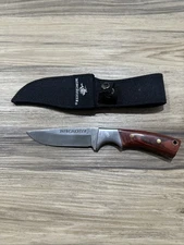 Winchester Hunter Stainless Fixed Drop Blade Wood Handle Knife w/Sheath