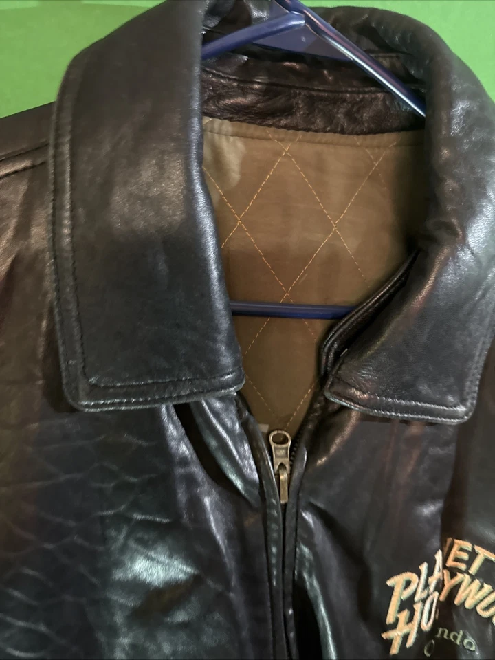 Chaqueta de cuero vintage Planet Hollywood Orlando grande reversible Foto 3 de 4